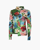 Lina Top Stretch Velvet Print Floral Multi