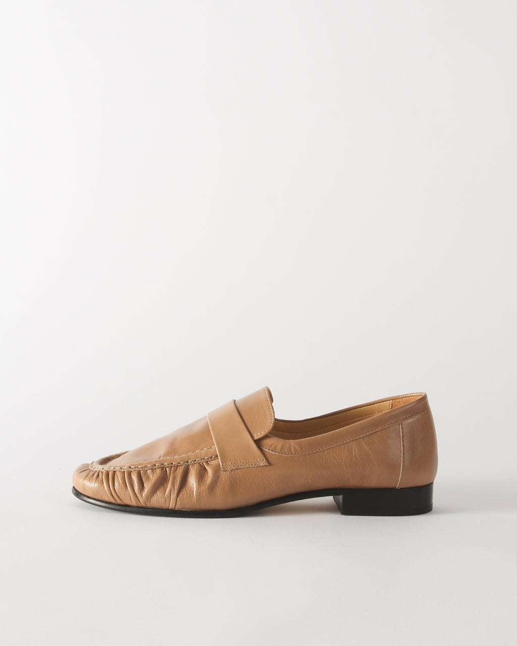 Ruched Loafer Leather Miele