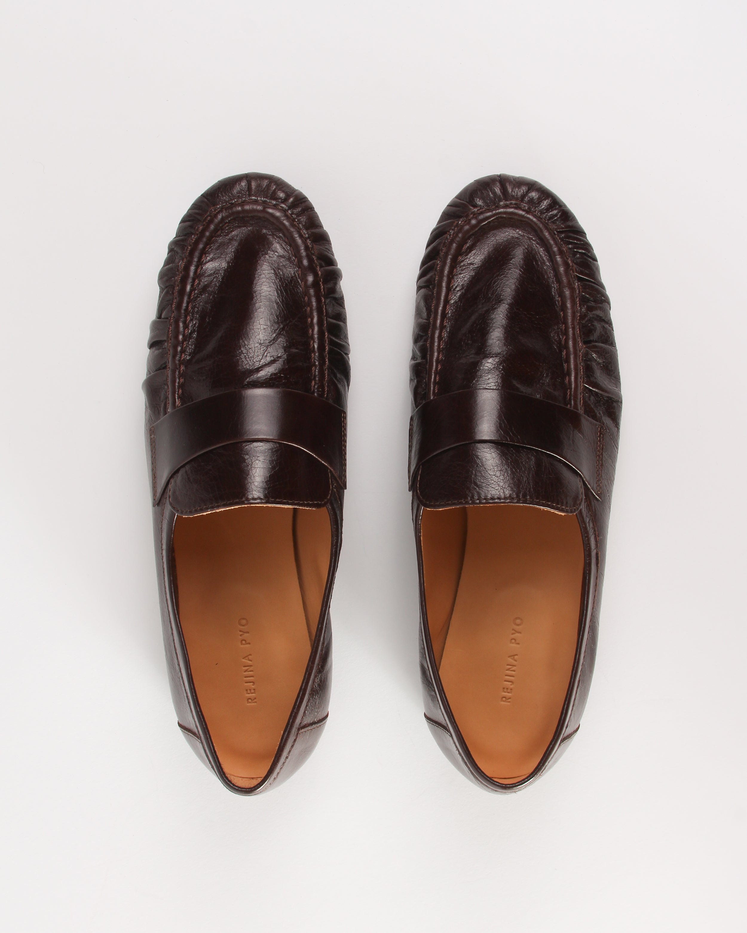 Ruched Loafer Leather Morgano – REJINA PYO