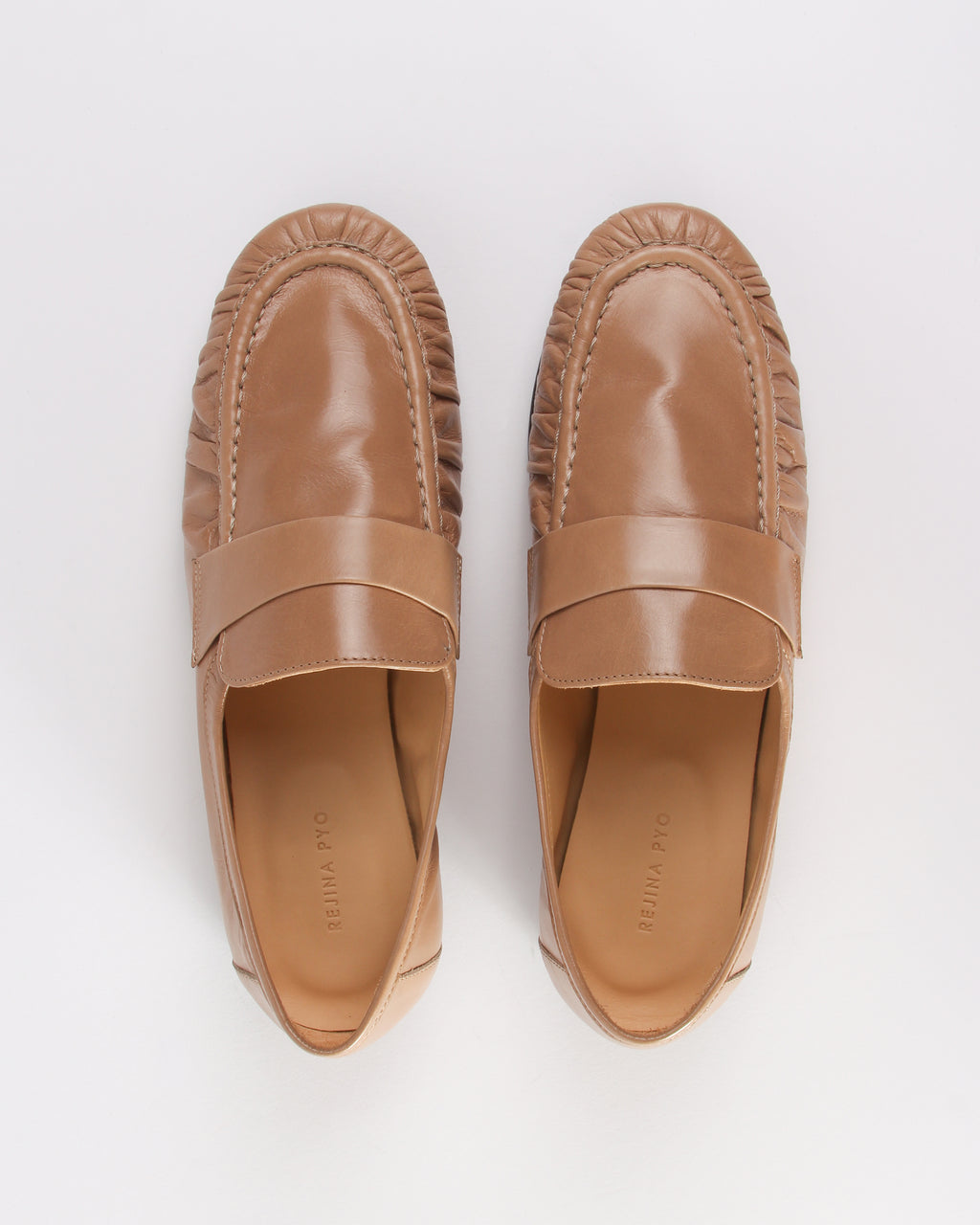 Ruched Loafer Leather Miele
