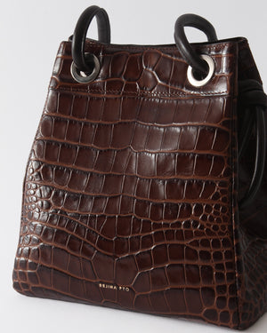 Rita Bucket Leather Embossed Brown