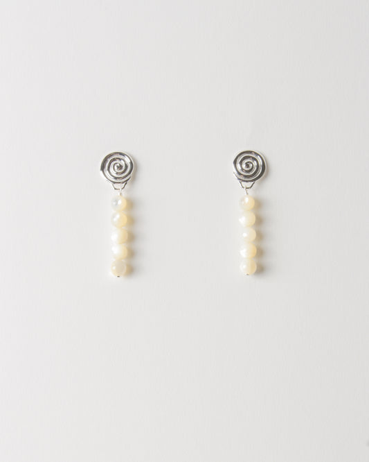 Swirl Petite Droplet Earrings Silver Plated with Mother of Pearl