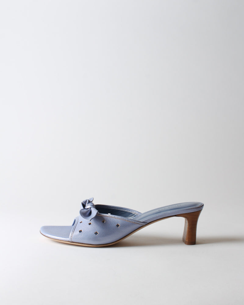 Bow Heel Leather Metallic Lilac