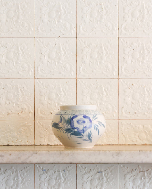 Korean porcelain with blue floral detail - small B