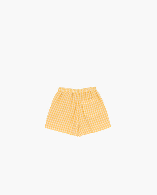 Miki Shorts Linen Check Yellow