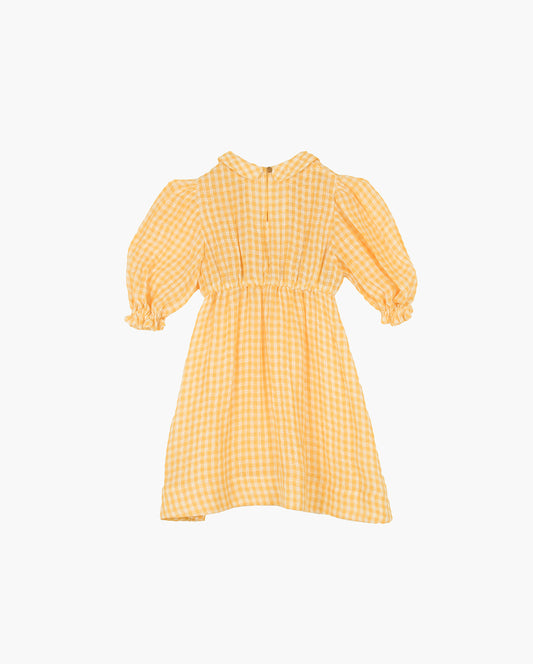 Nora Dress Linen Check Yellow