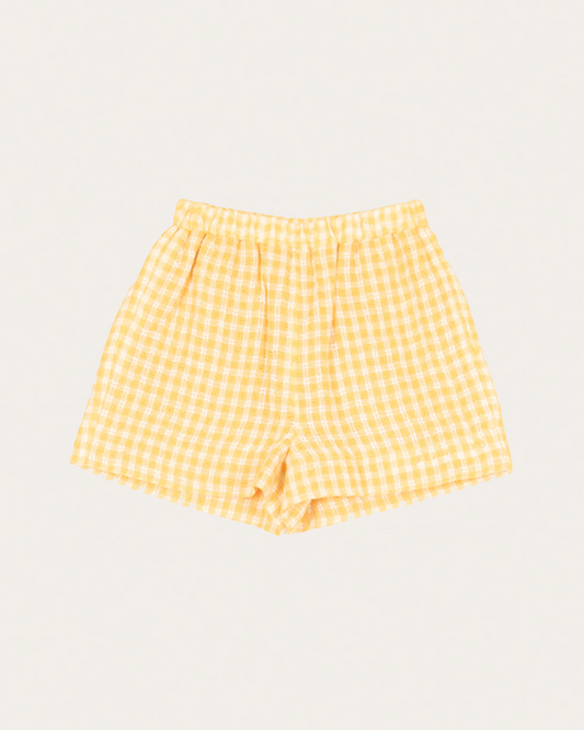 Miki Shorts Linen Check Yellow