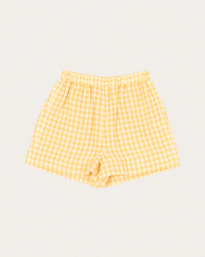 Miki Shorts Linen Check Yellow