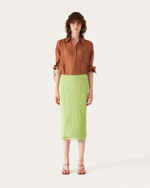 Mirren Skirt Cotton Blend Seersucker Acid Green