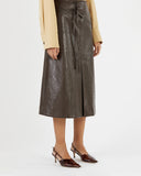 Boone Skirt Faux Leather Dark Brown