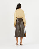 Boone Skirt Faux Leather Dark Brown