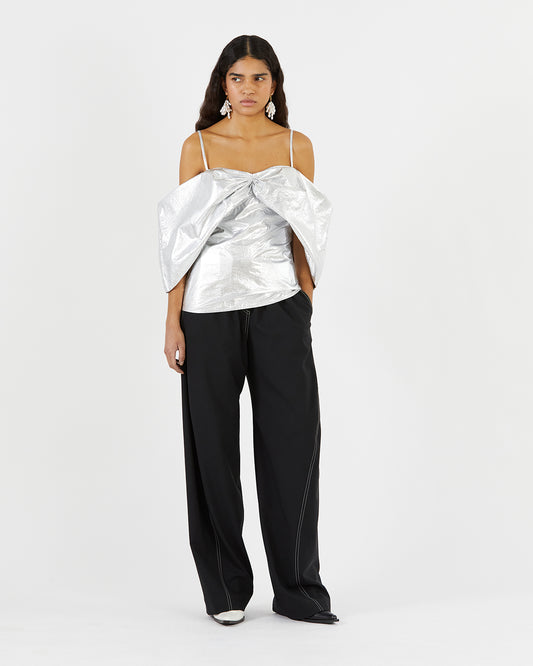 Lou Blouse Lamé Metallic Silver