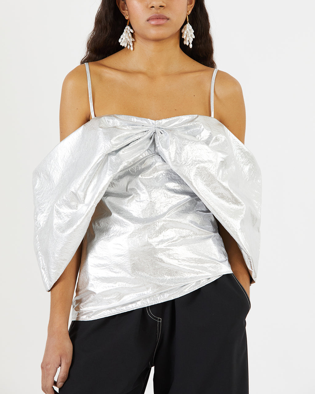 Lou Blouse Lamé Metallic Silver