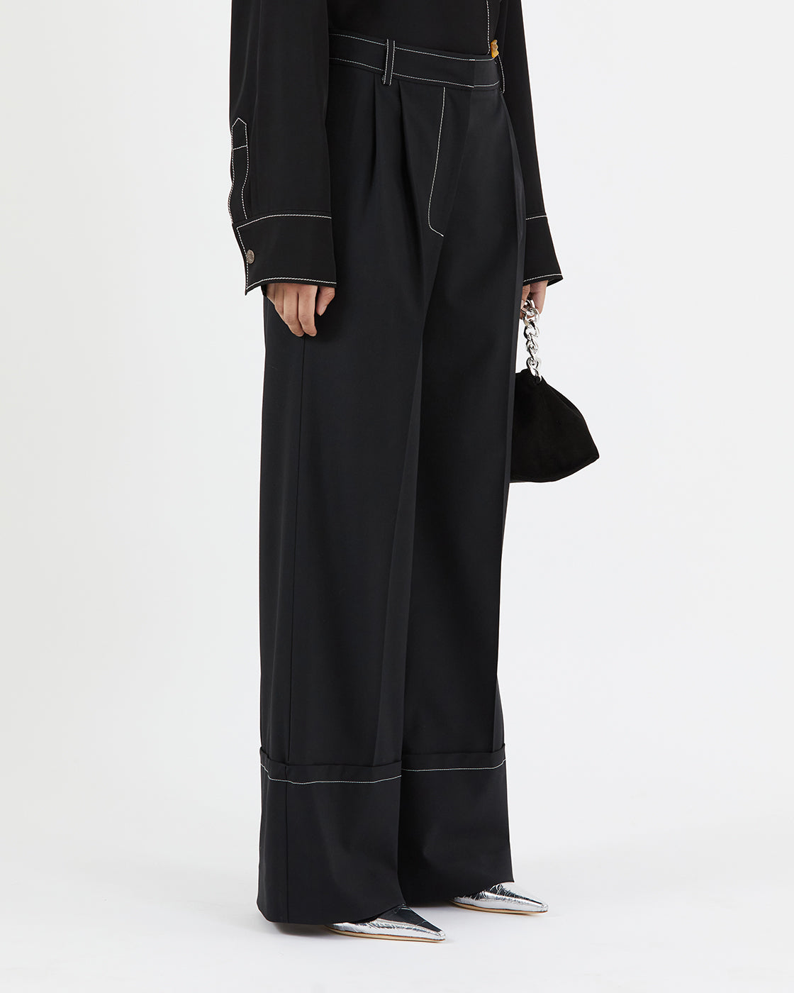 Macie Trousers Wool Blend Suiting Black