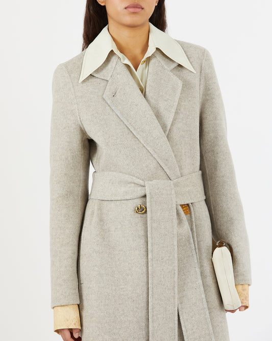 Gracie Coat Wool Blend Herringbone Beige