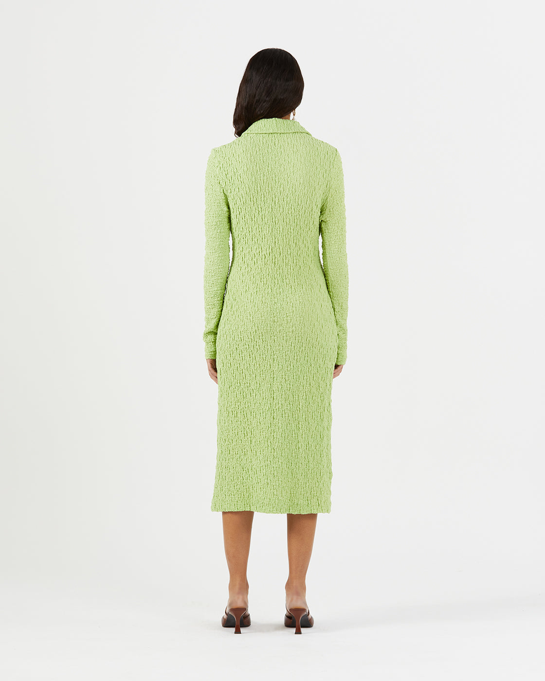Sana Dress Cotton Blend Seersucker Acid Green