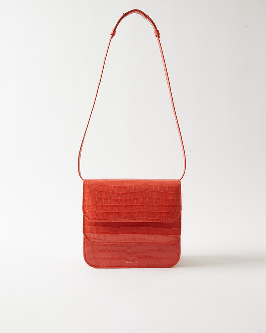 Ana Bag Leather Emboss Croc Orange