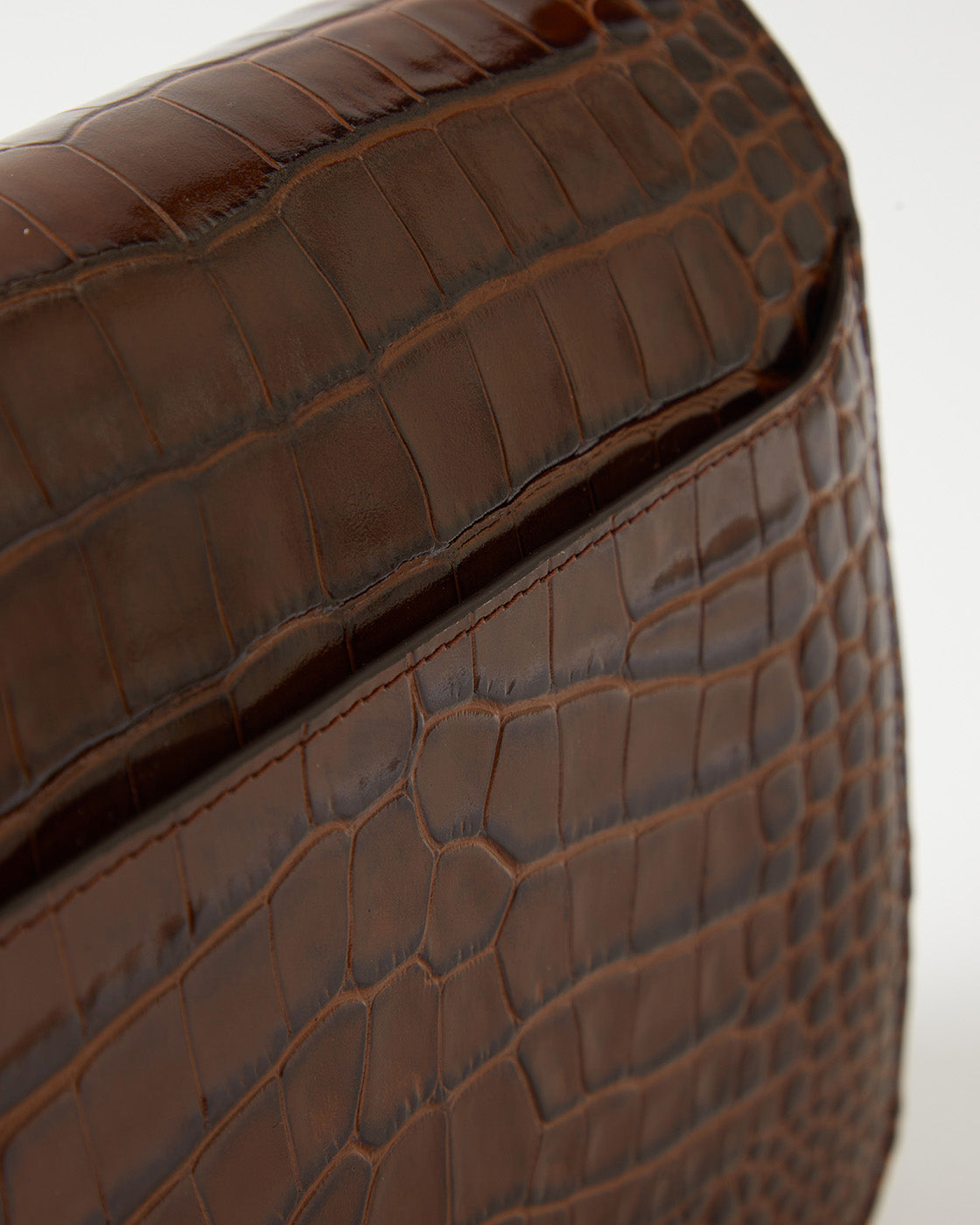 Ana Bag Leather Emboss Croc Brown