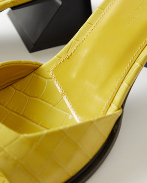 Annie Sandals Leather Emboss Croc Yellow