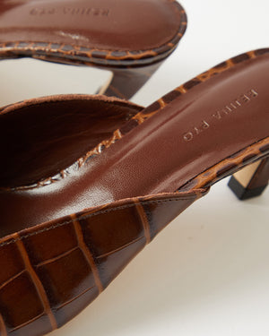 Mathilde Mule Leather Emboss Croc Brown
