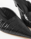 Mathilde Mule Leather Emboss Croc Black