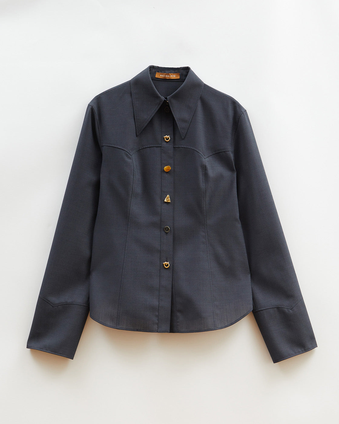 Camille Shirt Wool Blend Suiting Slate