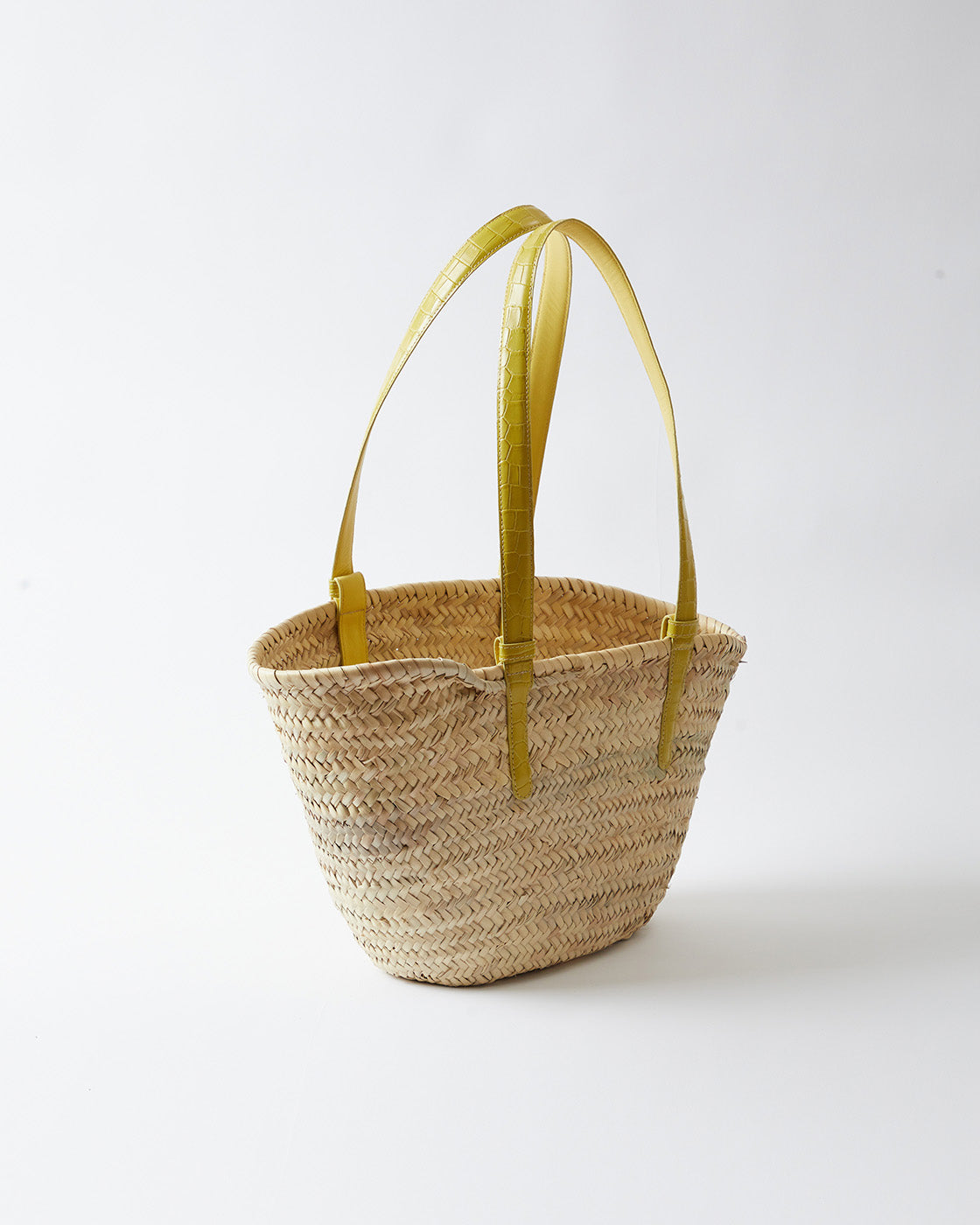 Basket Tote Leather Emboss Croc Yellow