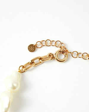 Chain Choker Glass Pearl Gold