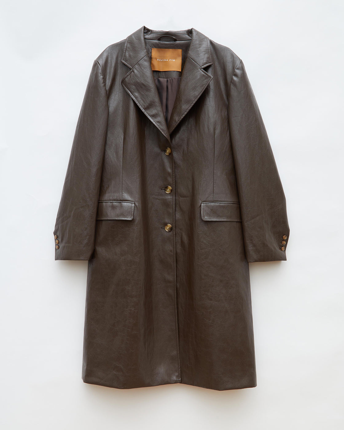 Kara Coat Faux Leather Dark Brown