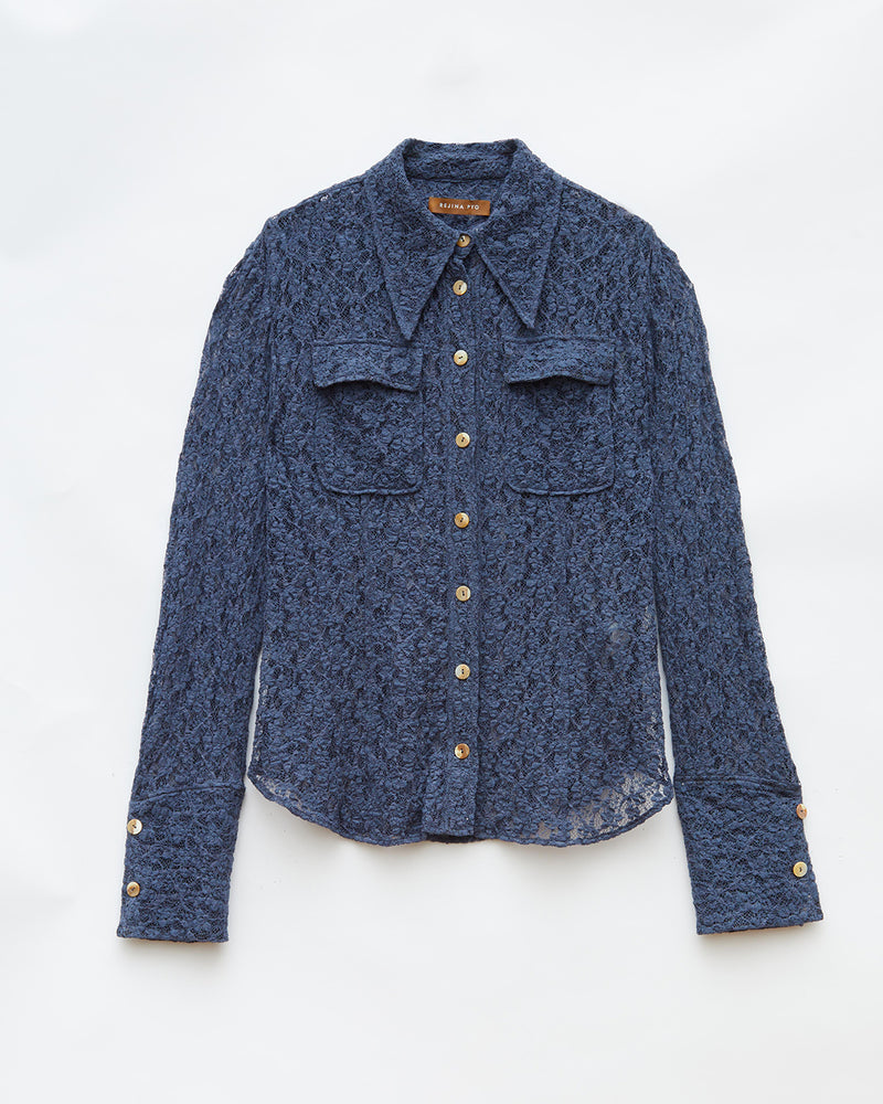 Camille Shirt Cotton Blend Lace Navy – REJINA PYO