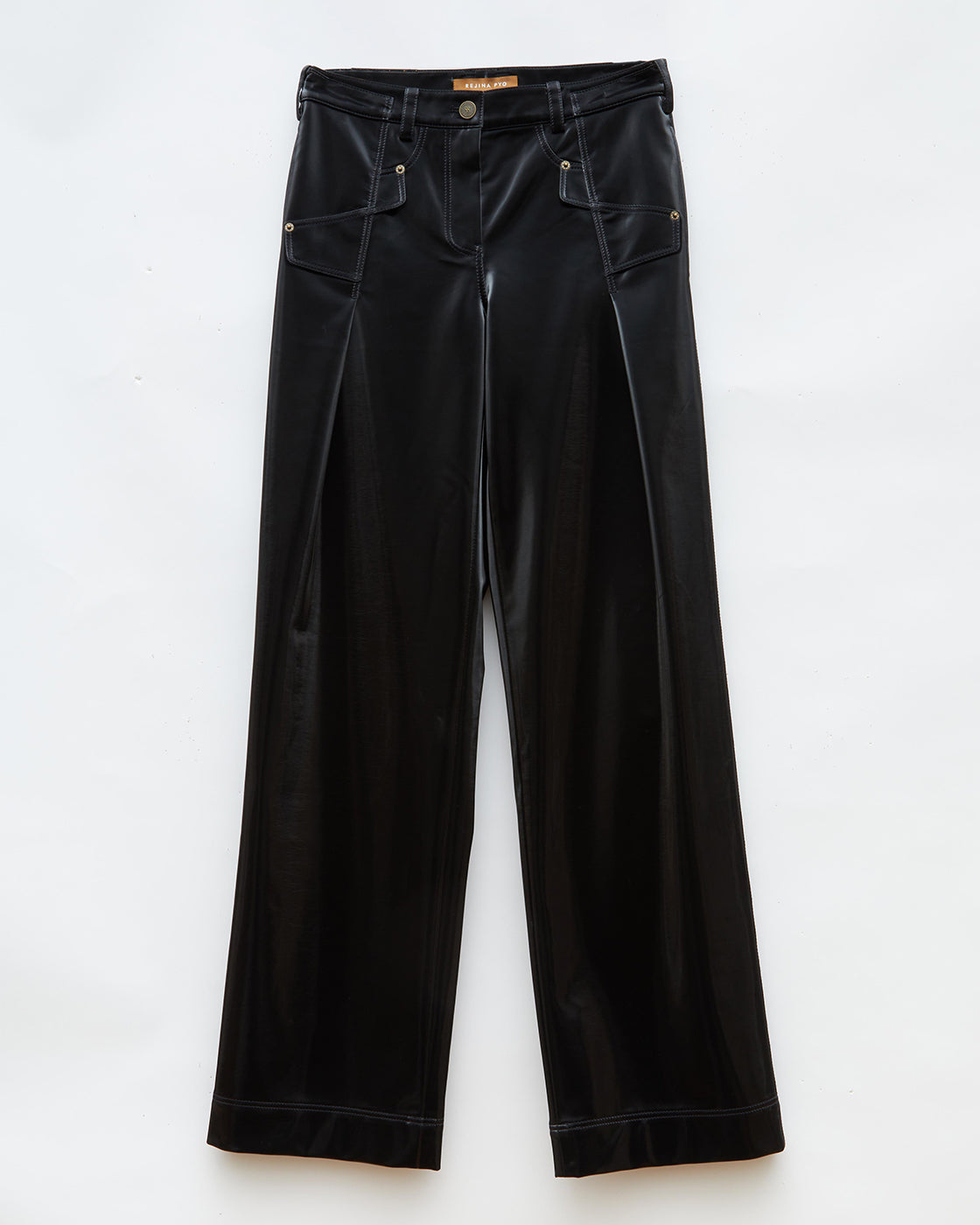 Aaron Trousers Faux Leather Black