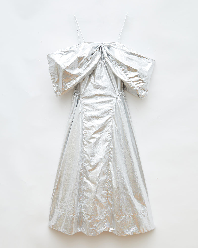 Dora Dress Lamé Metallic Silver – REJINA PYO