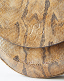 Round Crossbody Bag Leather Print Snake Brown