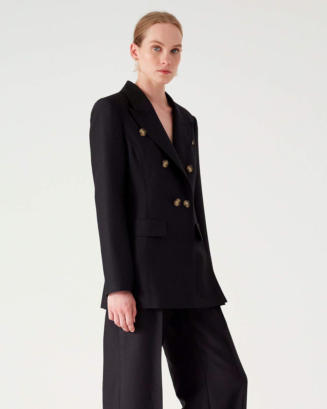 Arden Blazer Wool Silk Blend Black