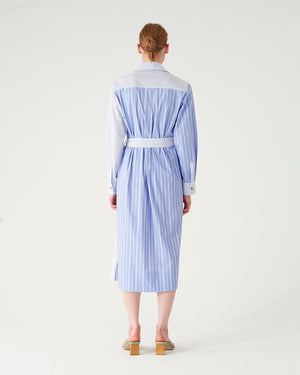 Yana Dress Cotton Pinstripe Blue