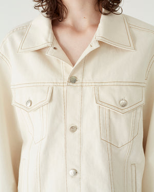 Theo Jacket Organic Cotton Denim Ecru