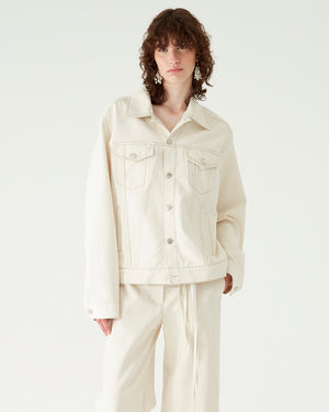 Theo Jacket Organic Cotton Denim Ecru