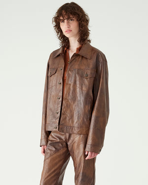 Theo Jacket Faux Leather Brown