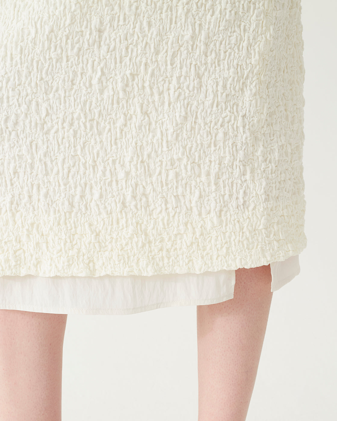 Mirren Skirt Cotton Blend Seersucker Off-White