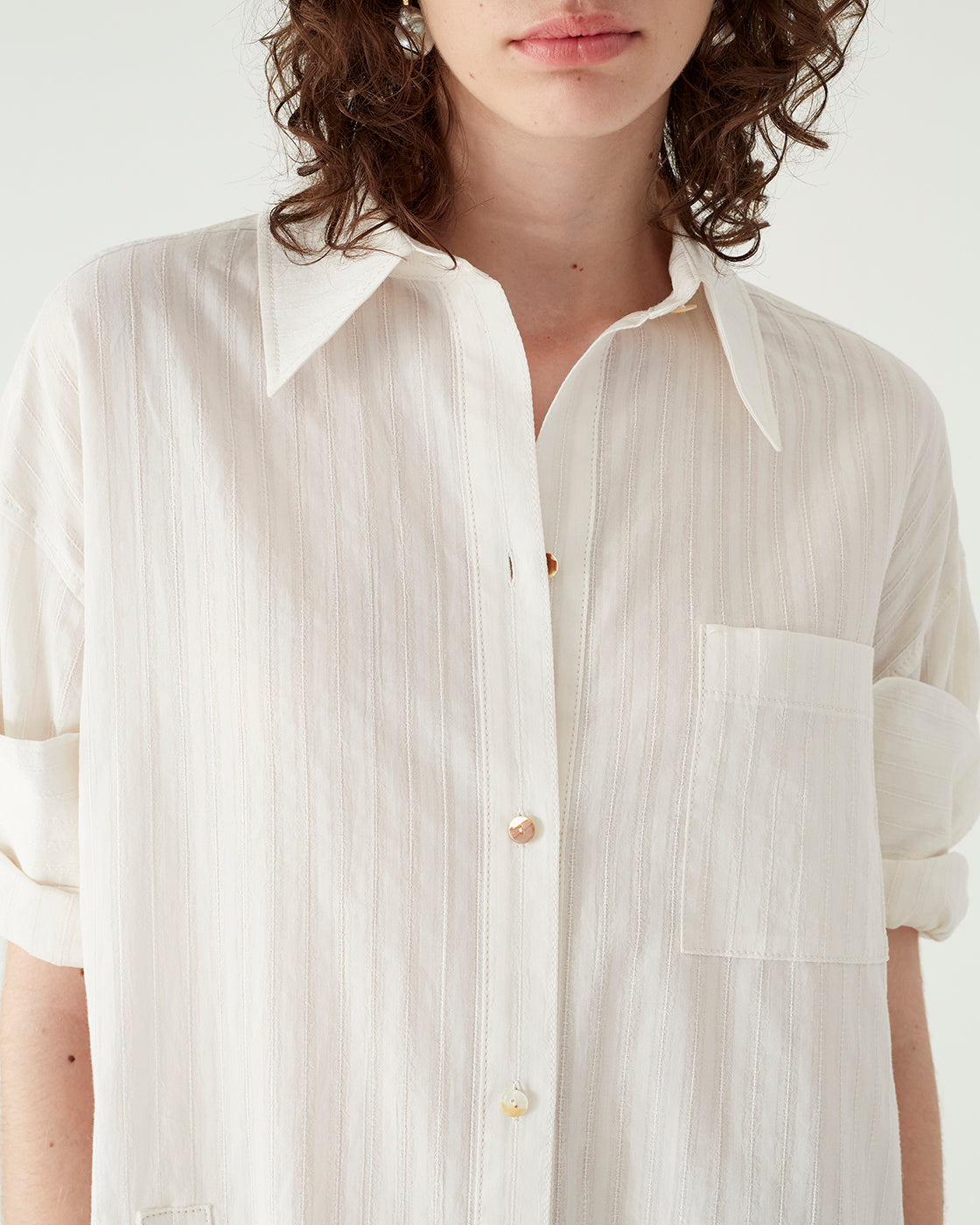 Hollis Shirt Cotton Blend Jacquard Off-White