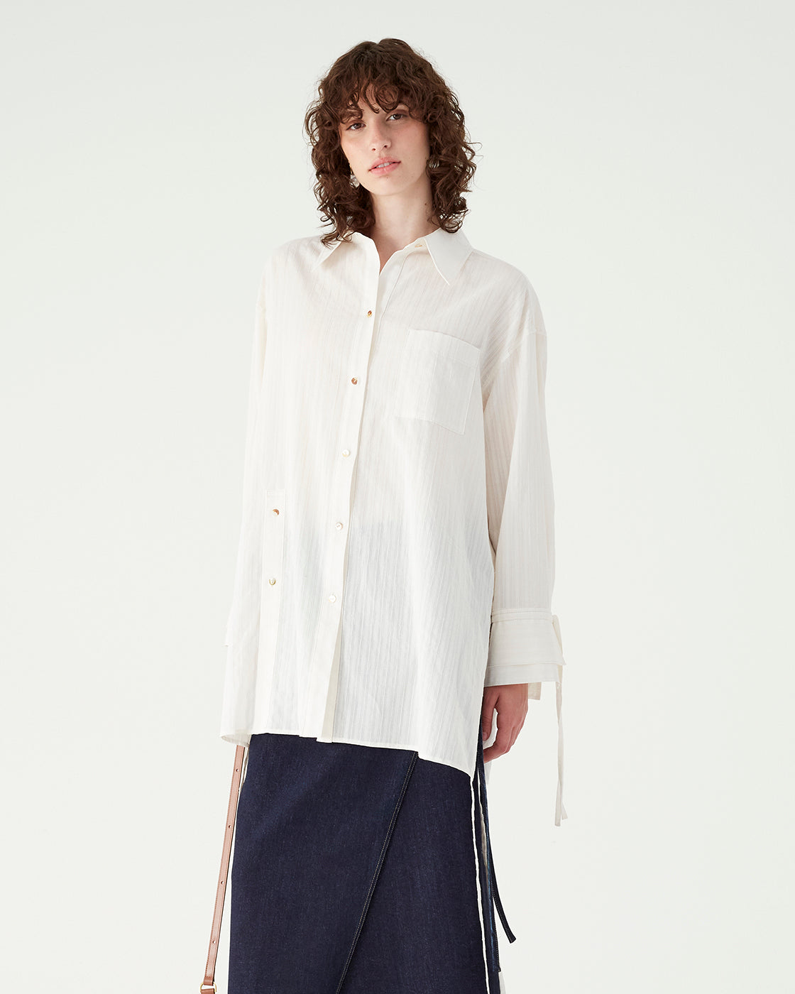 Hollis Shirt Cotton Blend Jacquard Off-White