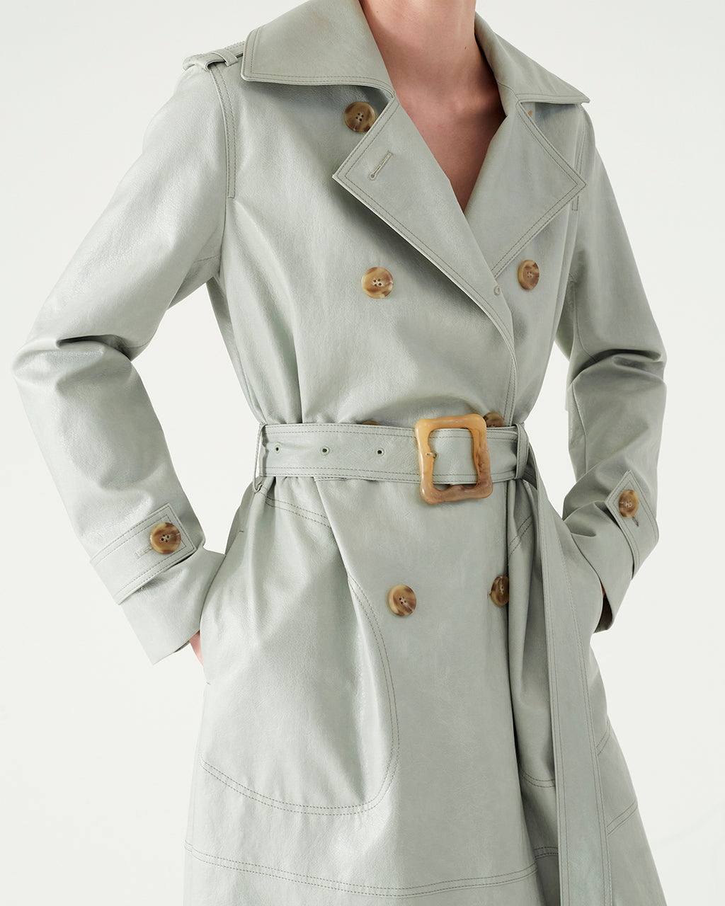Juno Trenchcoat Faux Leather Mint