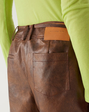 Cyrus Jeans Faux Leather Brown