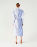 Arlo Dress Cotton Pinstripe Blue