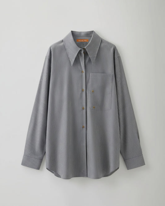Ellis Shirt Cotton Stripe Grey