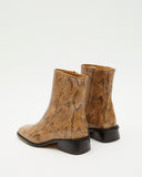 Rise Ankle Boot 30mm Leather Print Snake Brown - Special Price