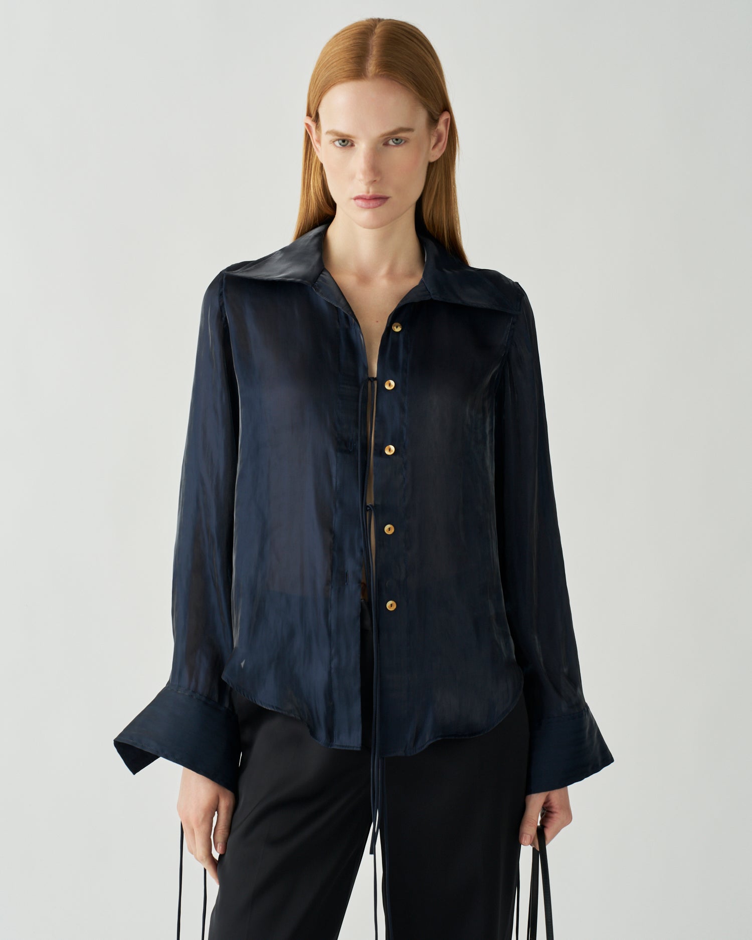 Saskia Shirt Iridescent Chiffon Midnight – REJINA PYO