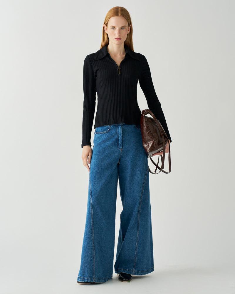 Jasmine Top Organic Cotton Rib Black