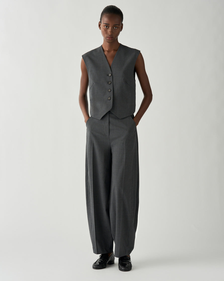 Evie Waistcoat Wool Suiting Charcoal