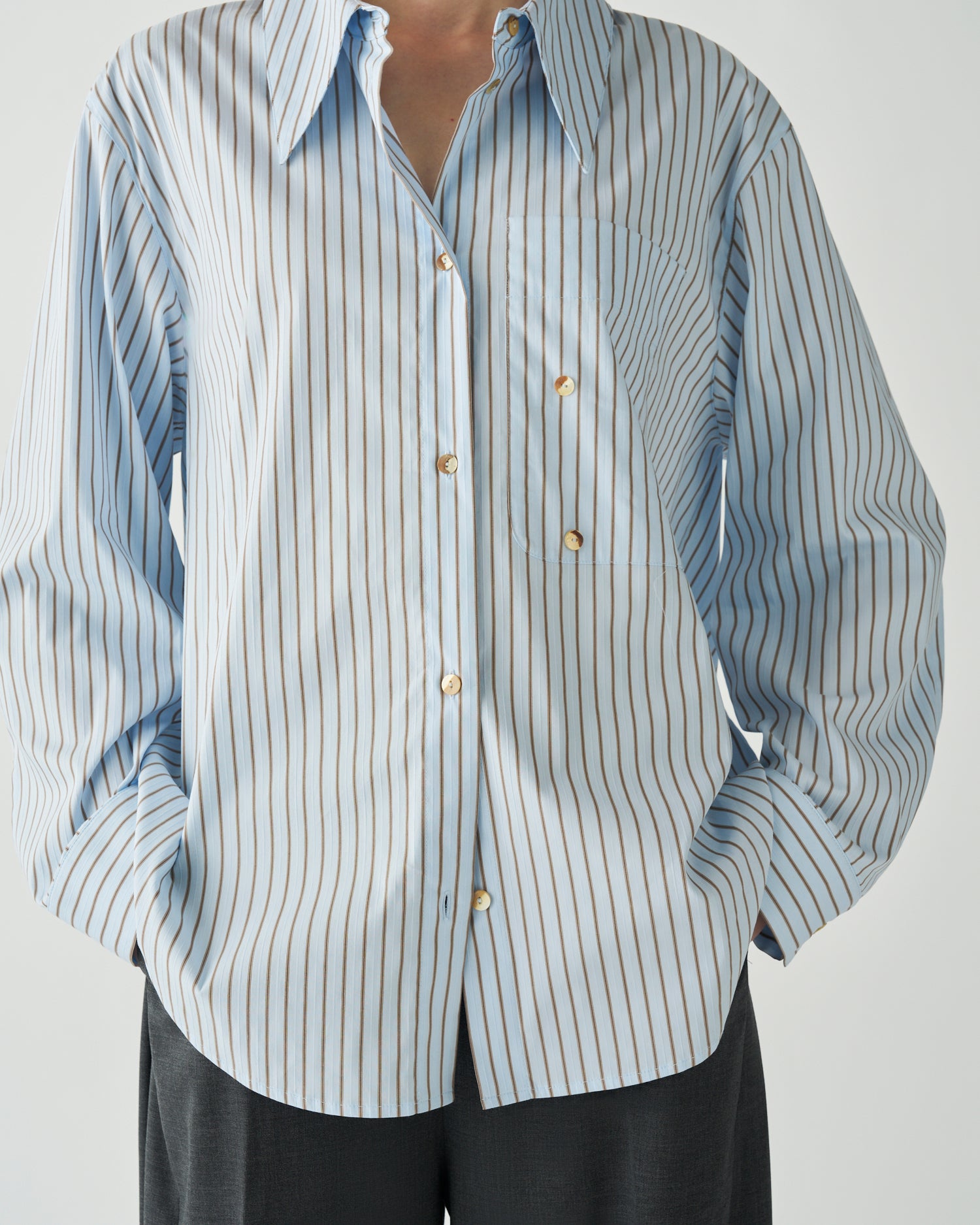 Ellis Shirt Cotton Stripe Jacquard Sky – REJINA PYO